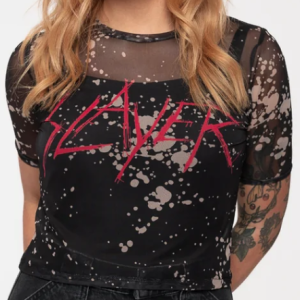 SLAYER - Scratchy Logo Lady BL Mesh Crop