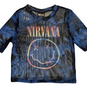 NIRVANA - Pastel Happy Face Mesh Crop